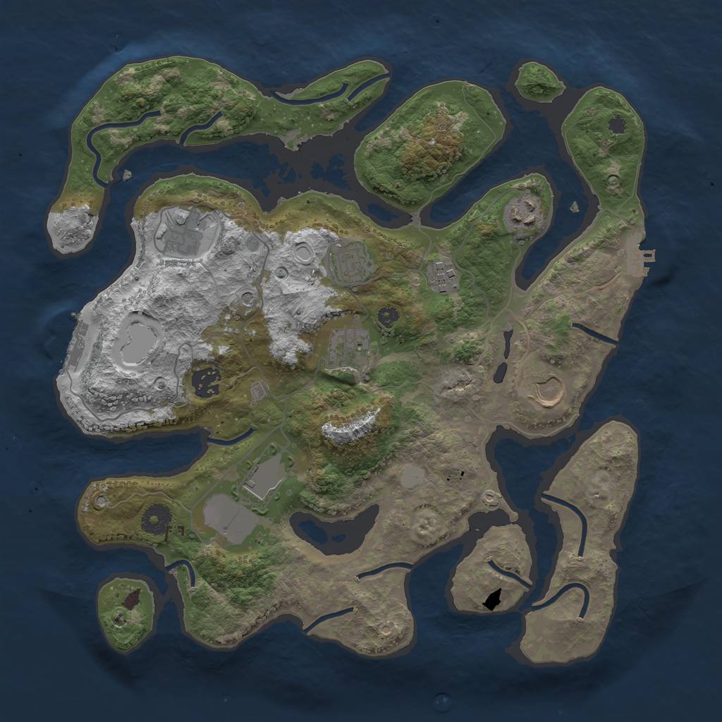 Rust Map: Procedural Map, Size: 3550, Seed: 47468, 16 Monuments