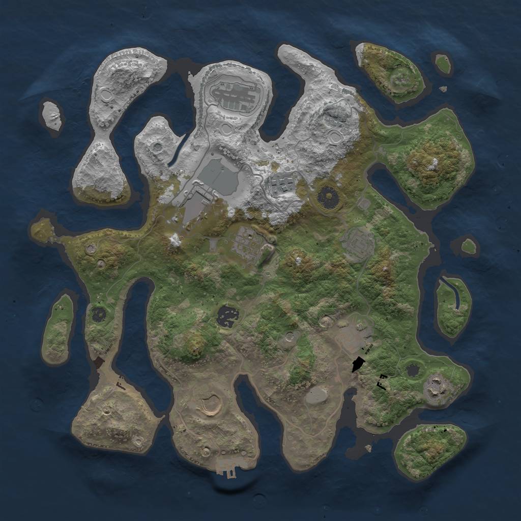 Rust Map: Procedural Map, Size: 3600, Seed: 197035524, 16 Monuments