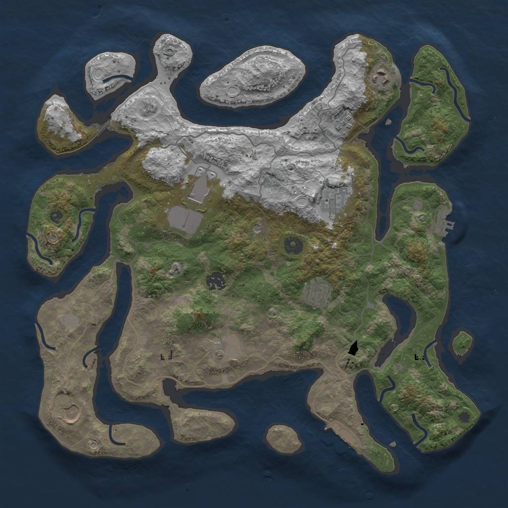 Rust Map: Procedural Map, Size: 4000, Seed: 258408, 16 Monuments