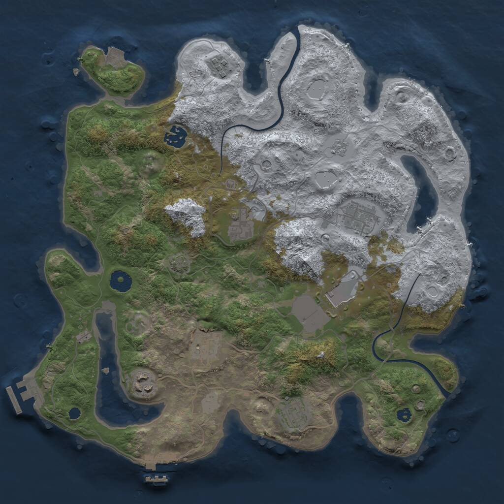 Rust Map: Procedural Map, Size: 3500, Seed: 566540419, 14 Monuments