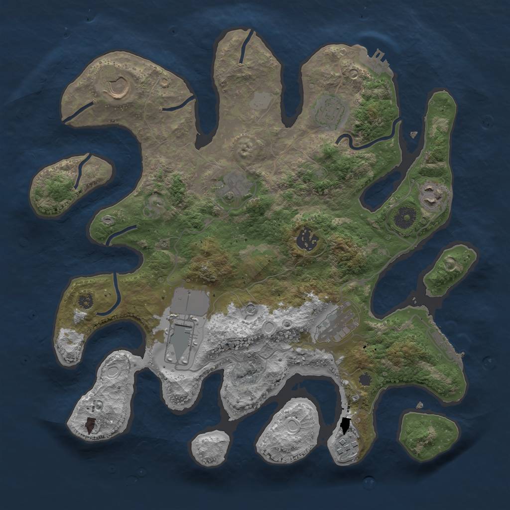 Rust Map: Procedural Map, Size: 3500, Seed: 90, 16 Monuments