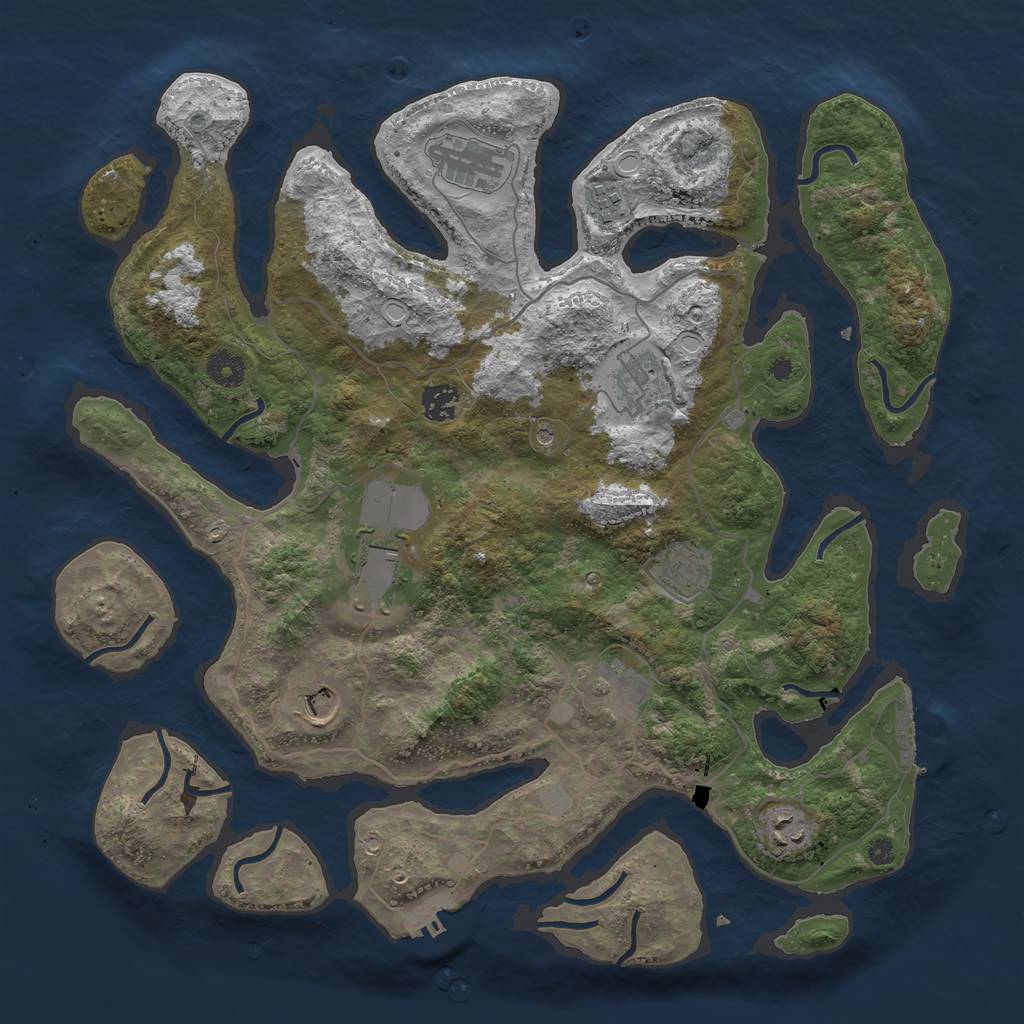 Rust Map: Procedural Map, Size: 4000, Seed: 33712, 17 Monuments