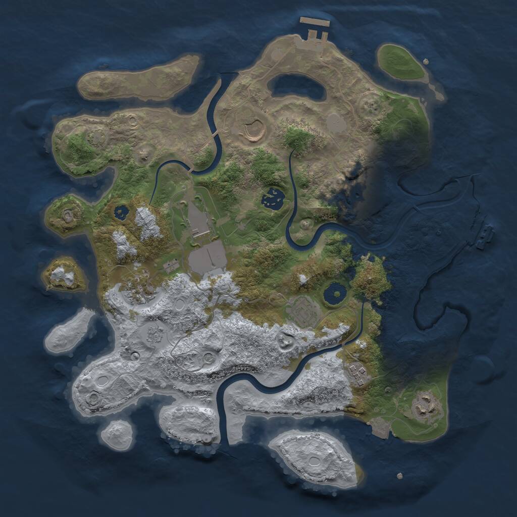 Rust Map: Procedural Map, Size: 3500, Seed: 3000, 14 Monuments