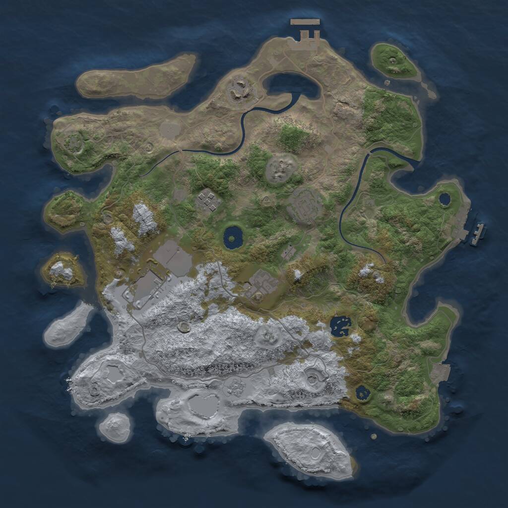 Rust Map: Procedural Map, Size: 3500, Seed: 3000, 12 Monuments