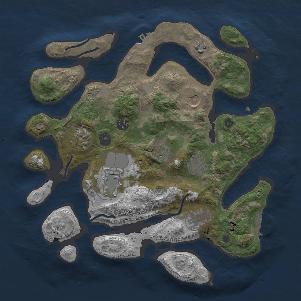 Rust Map: Procedural Map, Size: 3500, Seed: 3000, 16 Monuments