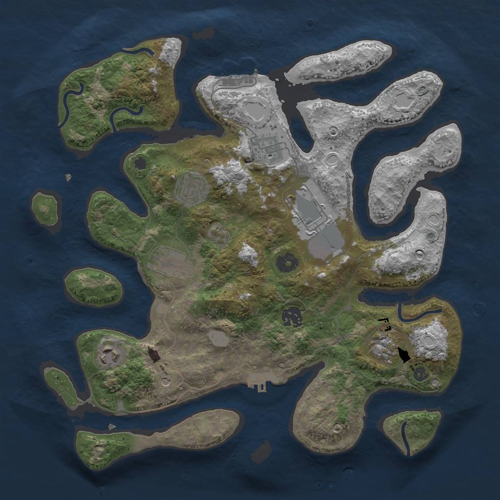 Rust Map: Procedural Map, Size: 3550, Seed: 615824, 15 Monuments
