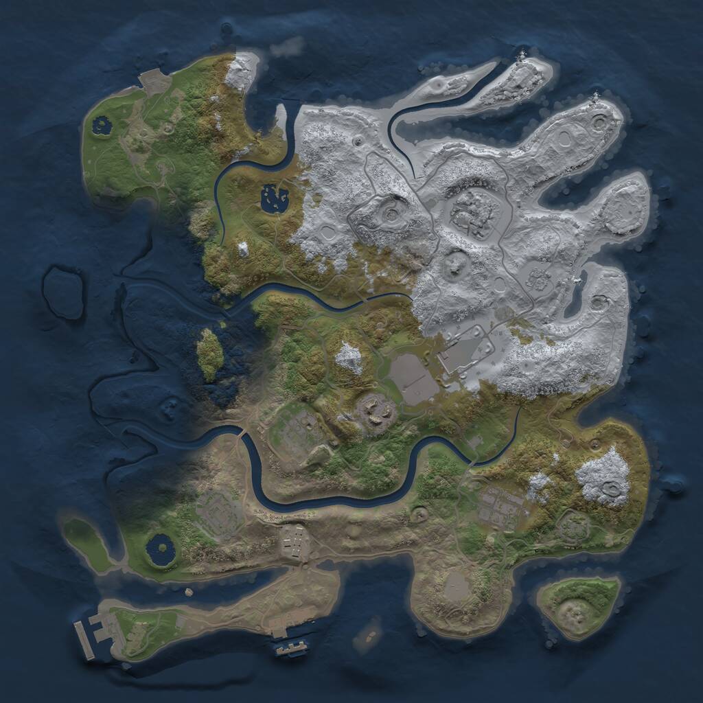 Rust Map: Procedural Map, Size: 3550, Seed: 615824, 14 Monuments