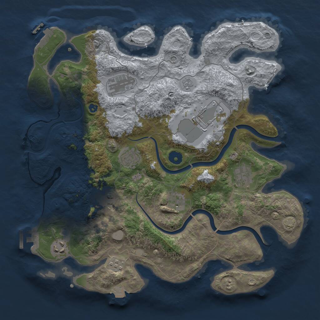 Rust Map: Procedural Map, Size: 3550, Seed: 352564, 14 Monuments