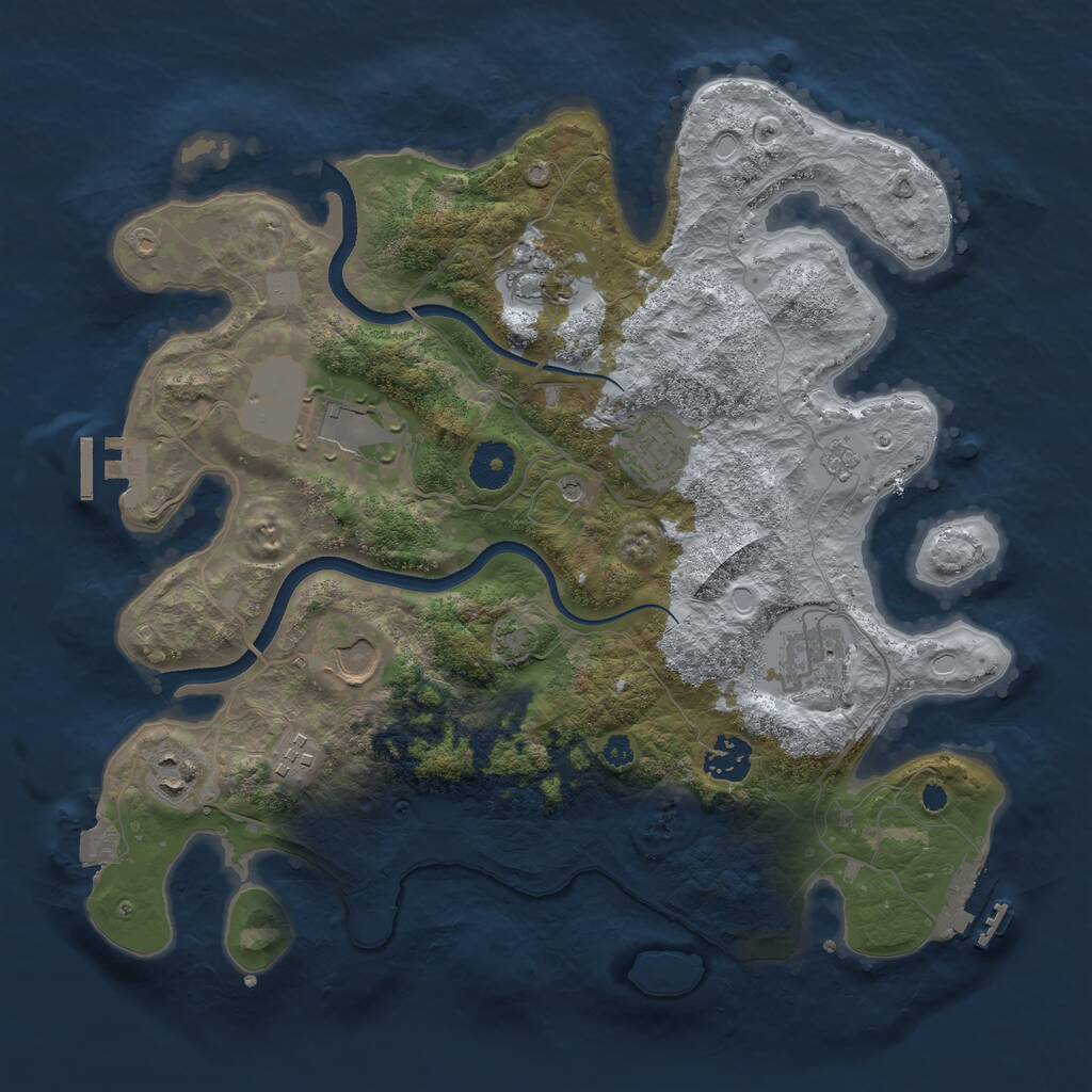 Rust Map: Procedural Map, Size: 3500, Seed: 1878143169, 14 Monuments