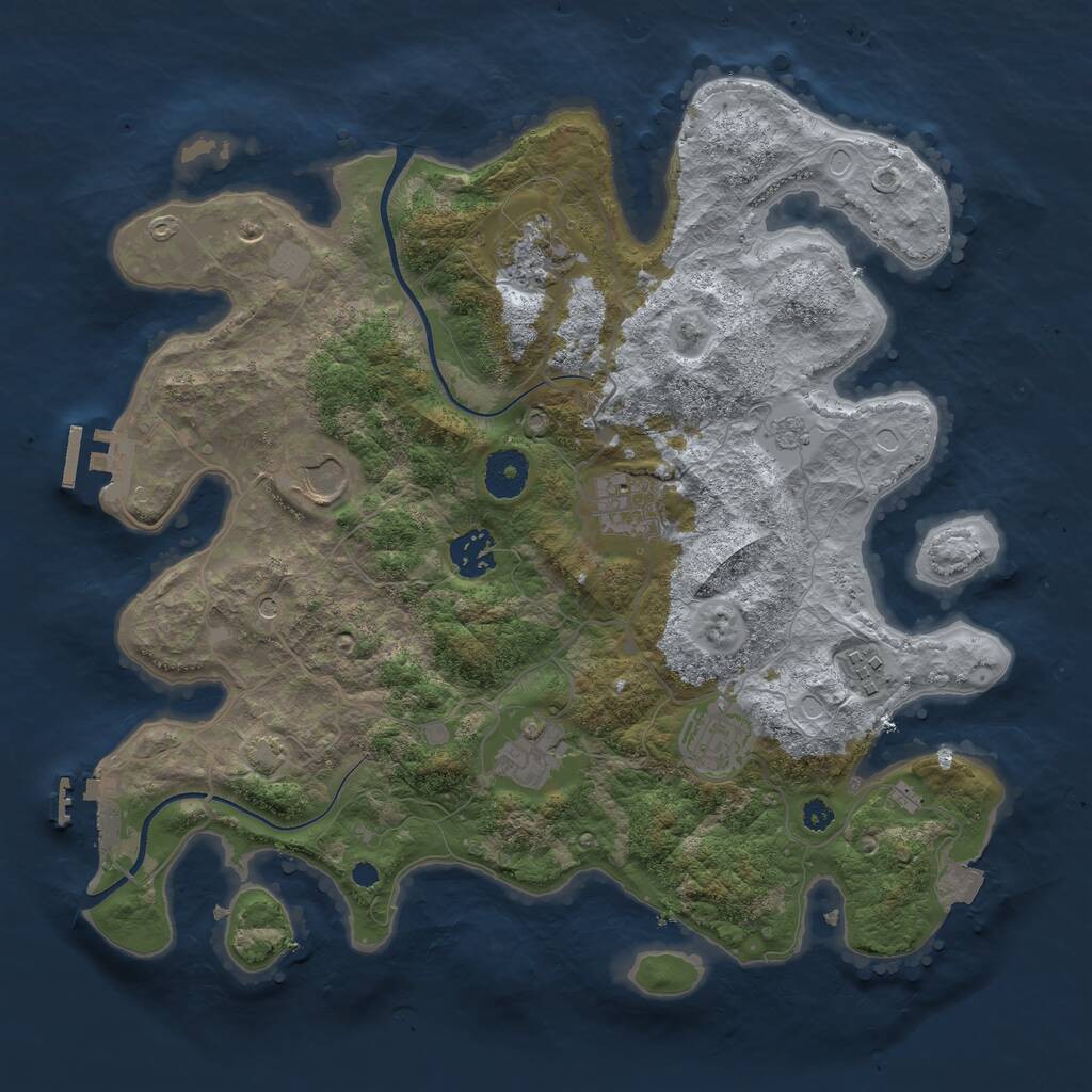 Rust Map: Procedural Map, Size: 3500, Seed: 1878143169, 13 Monuments