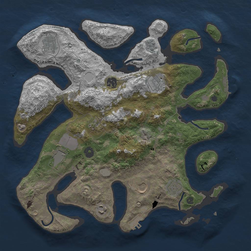 Rust Map: Procedural Map, Size: 3600, Seed: 234131770, 17 Monuments