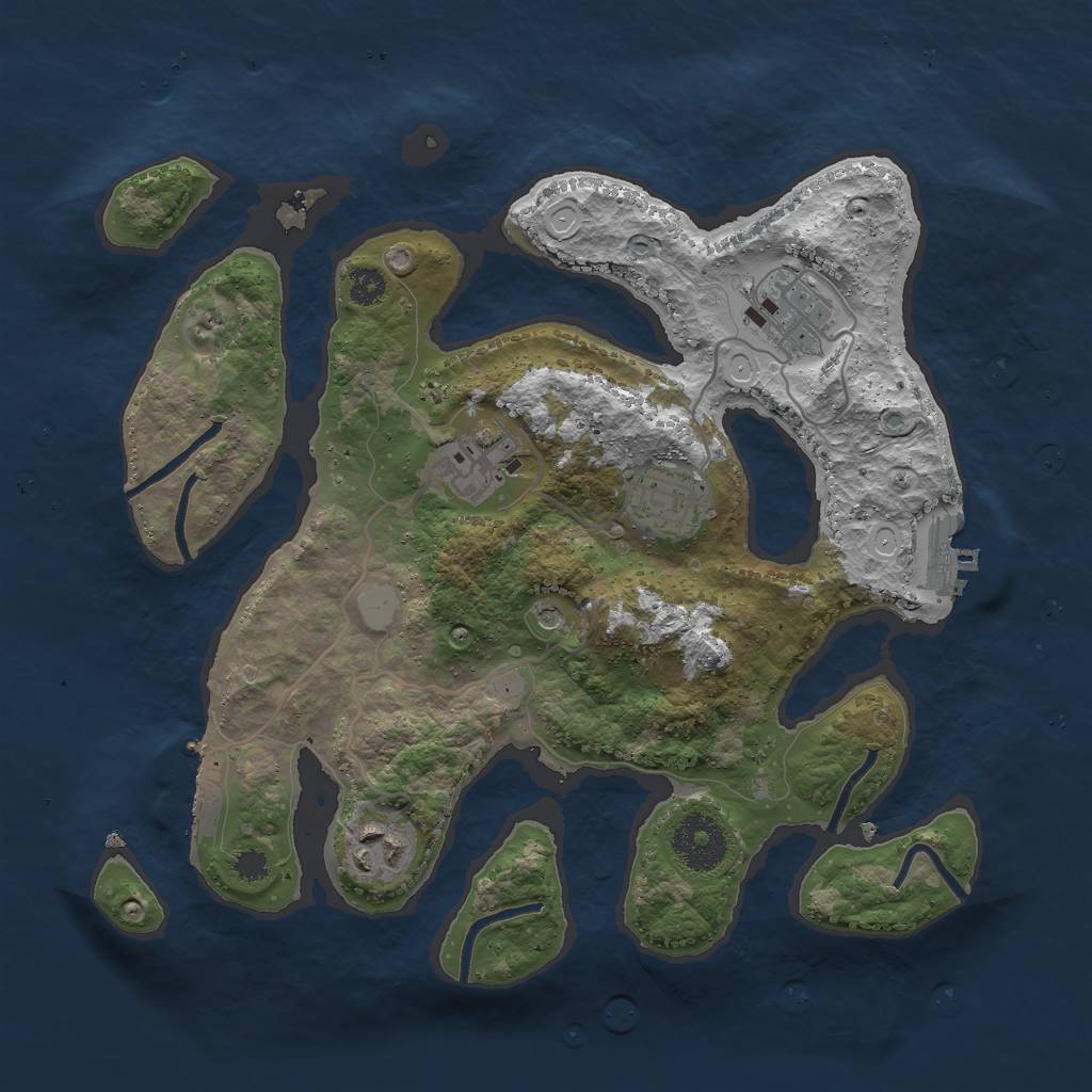 Rust Map: Procedural Map, Size: 3000, Seed: 1317074218, 12 Monuments