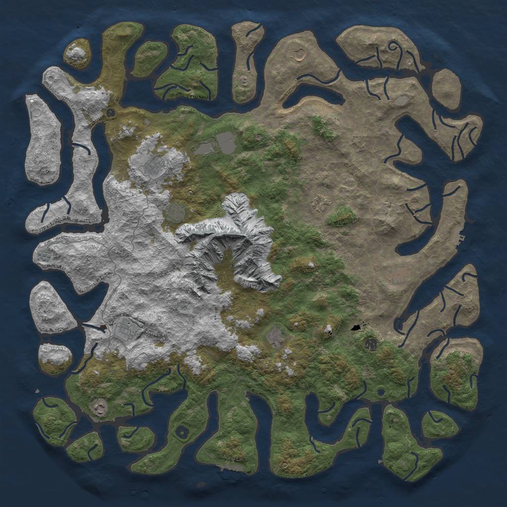 Rust Map: Procedural Map, Size: 6000, Seed: 533110441, 19 Monuments