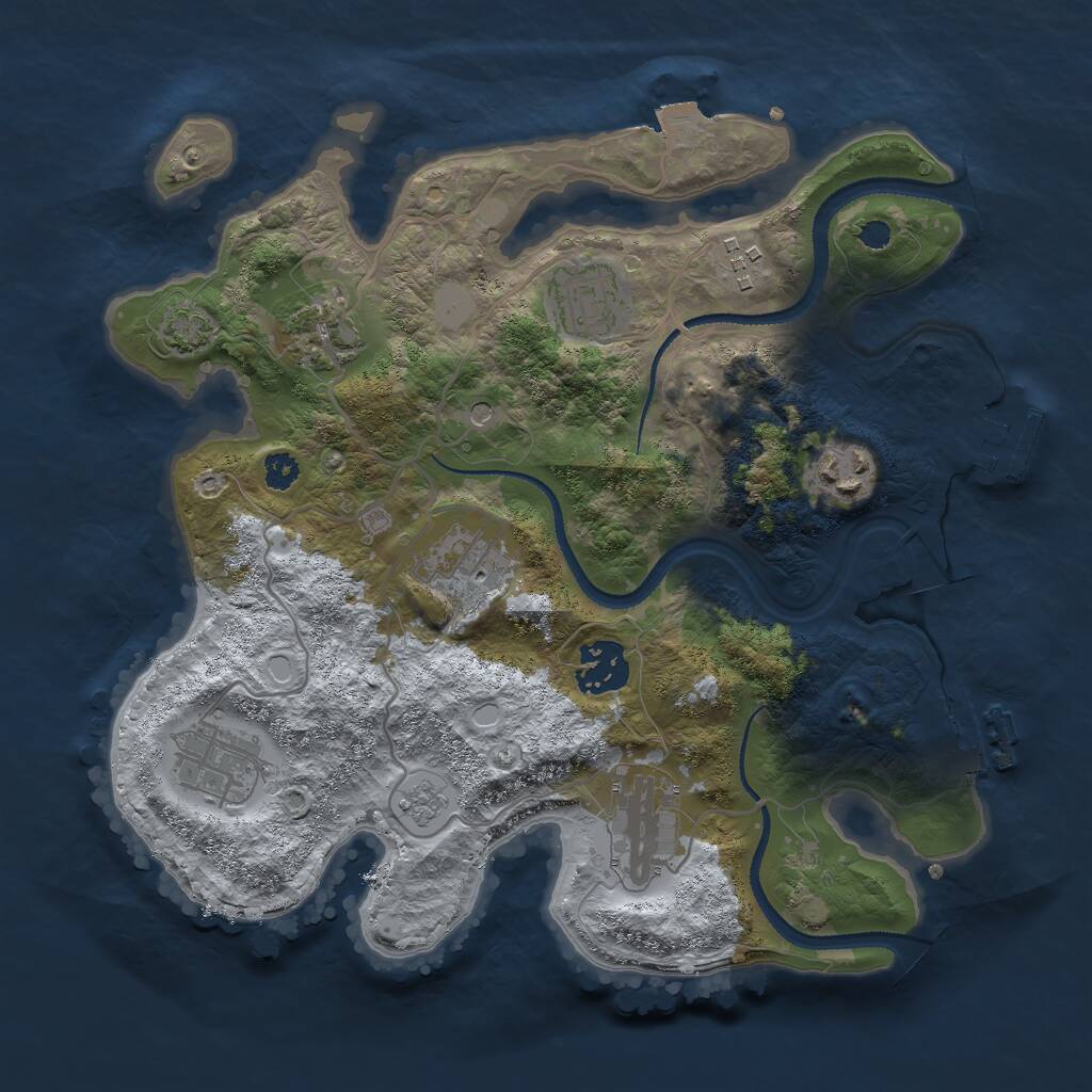 Rust Map: Procedural Map, Size: 3000, Seed: 94263295, 14 Monuments