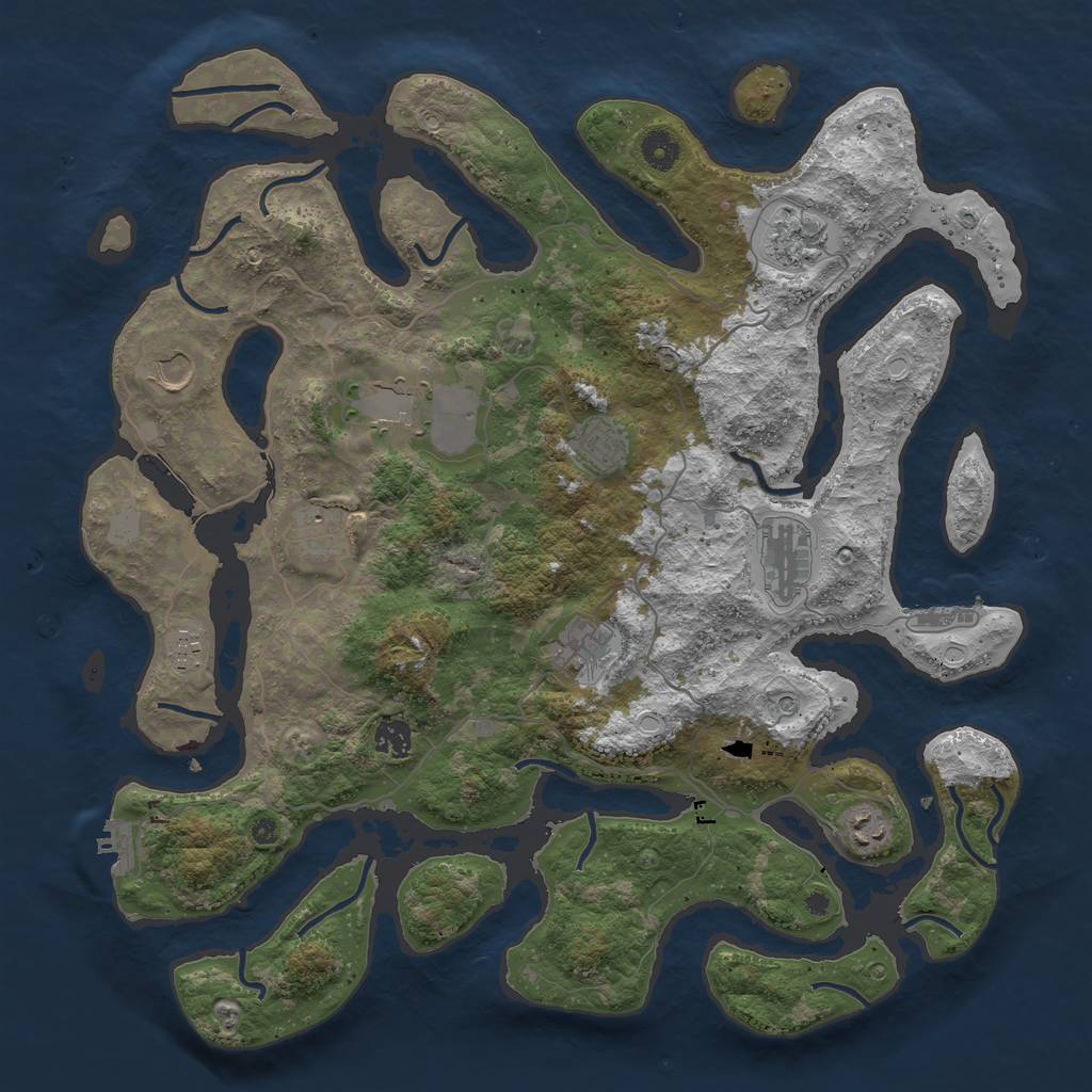 Rust Map: Procedural Map, Size: 4250, Seed: 734856782, 18 Monuments