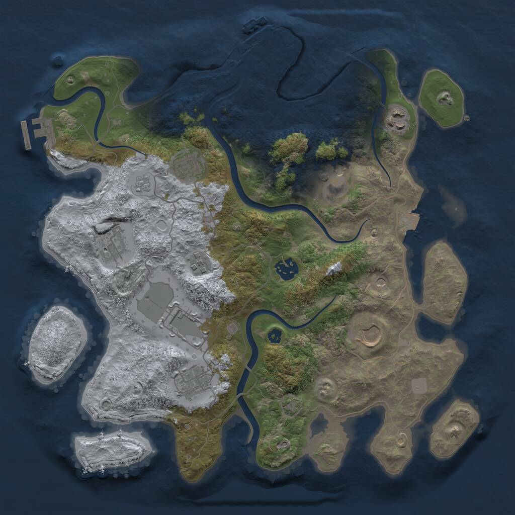 Rust Map: Procedural Map, Size: 3550, Seed: 341815, 15 Monuments