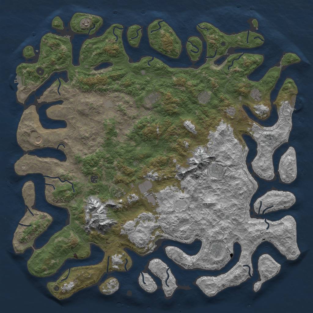 Rust Map: Procedural Map, Size: 6000, Seed: 6478, 19 Monuments