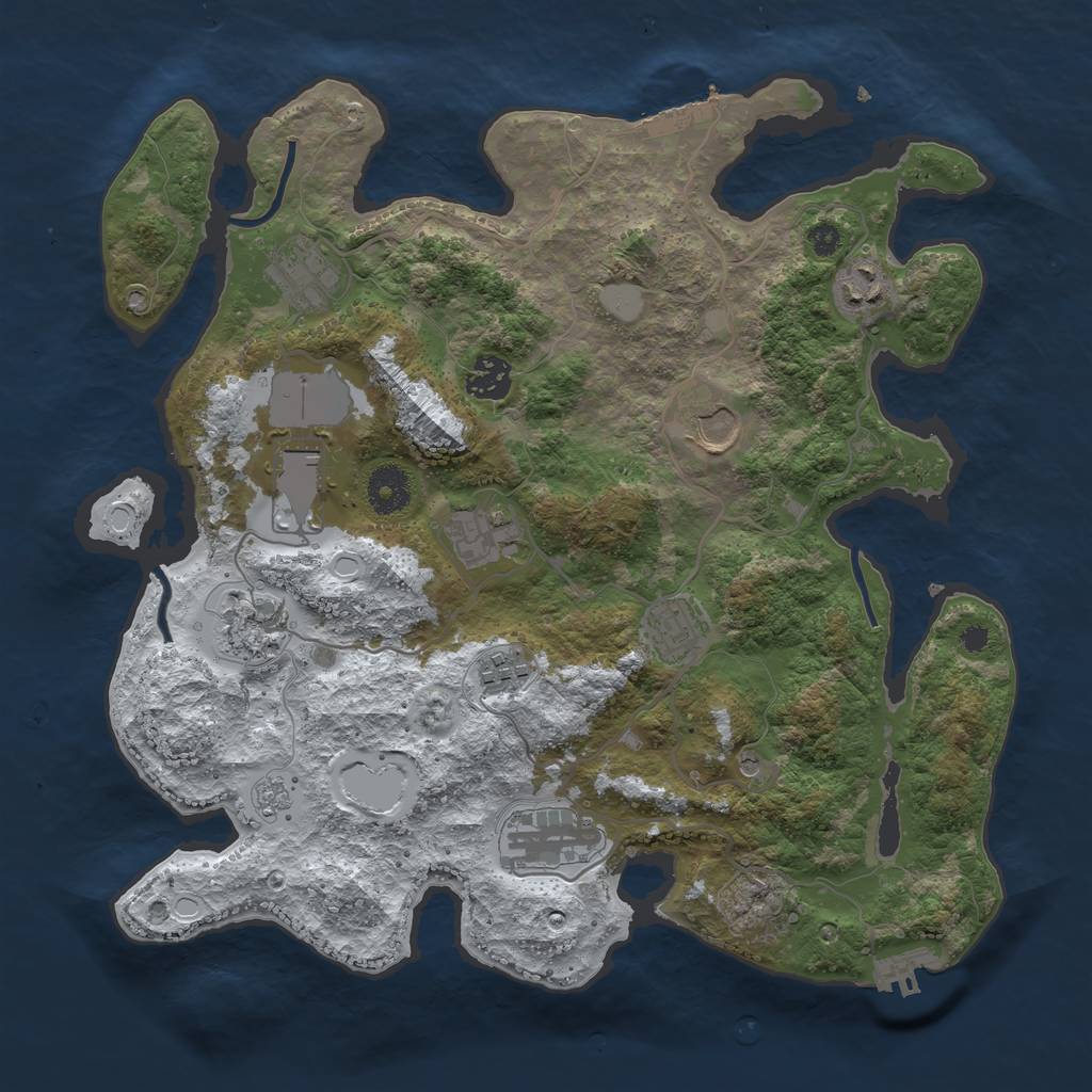 Rust Map: Procedural Map, Size: 3550, Seed: 289123, 19 Monuments
