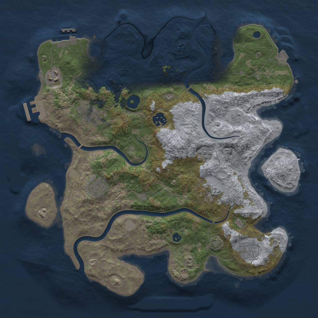 Rust Map: Procedural Map, Size: 3550, Seed: 347780, 13 Monuments