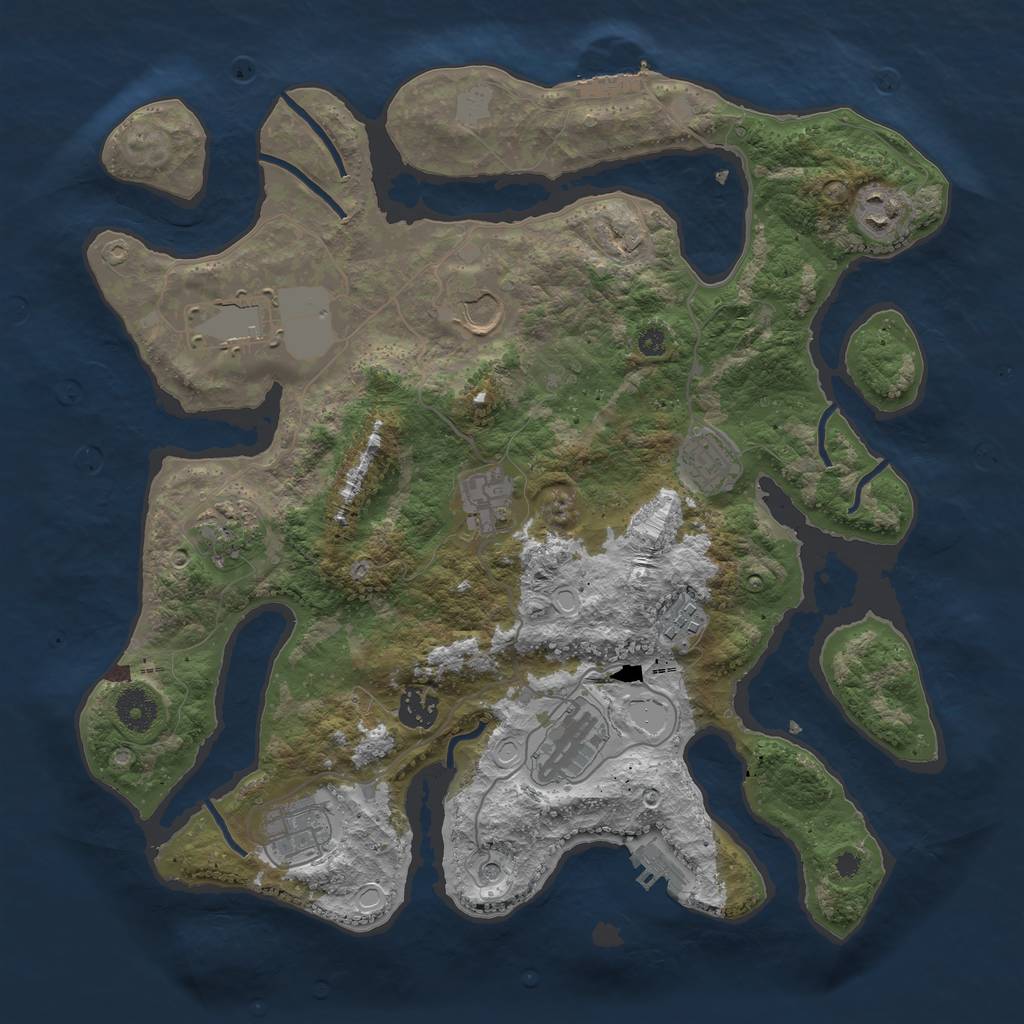 Rust Map: Procedural Map, Size: 3700, Seed: 1331932691, 18 Monuments