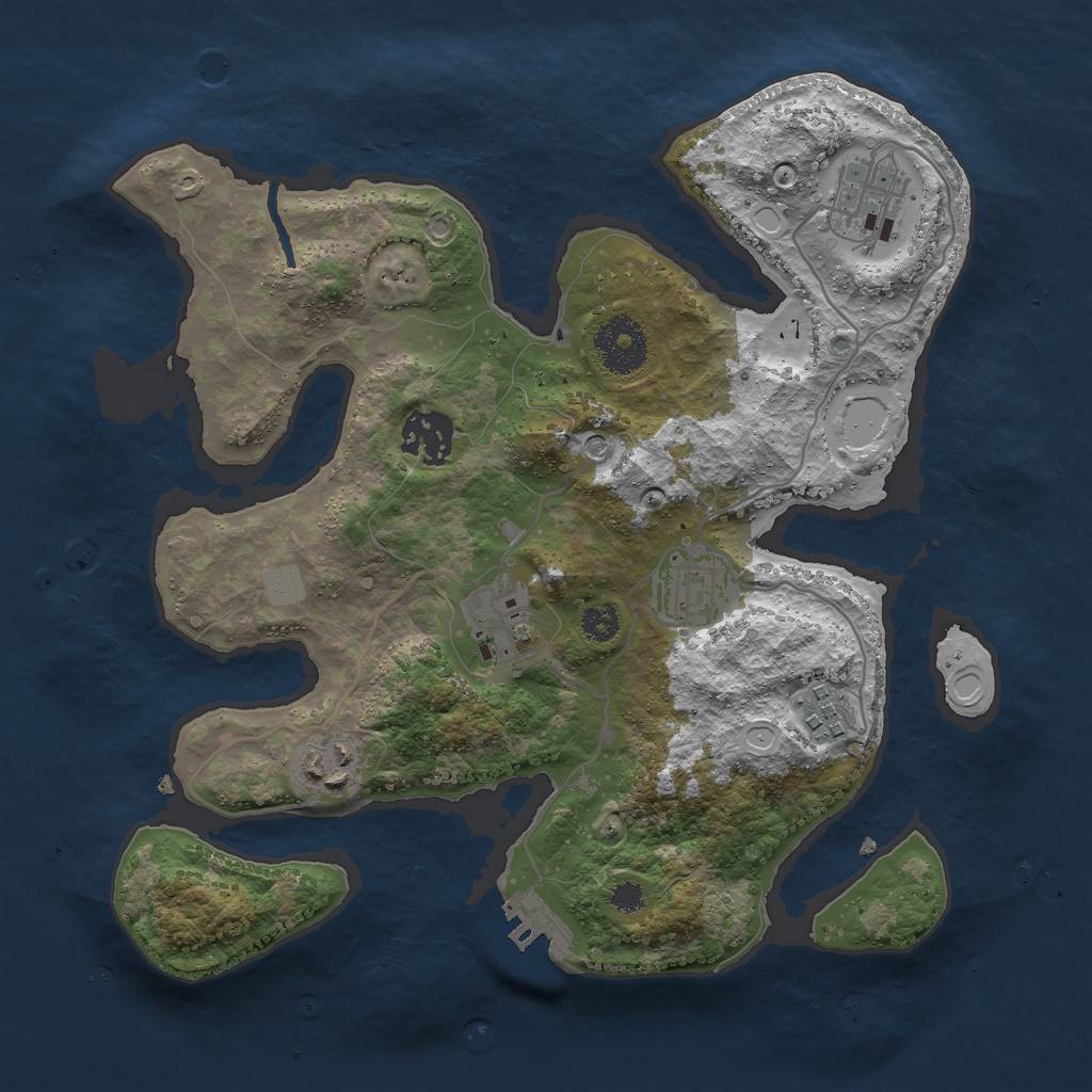 Rust Map: Procedural Map, Size: 3000, Seed: 1239514312, 13 Monuments