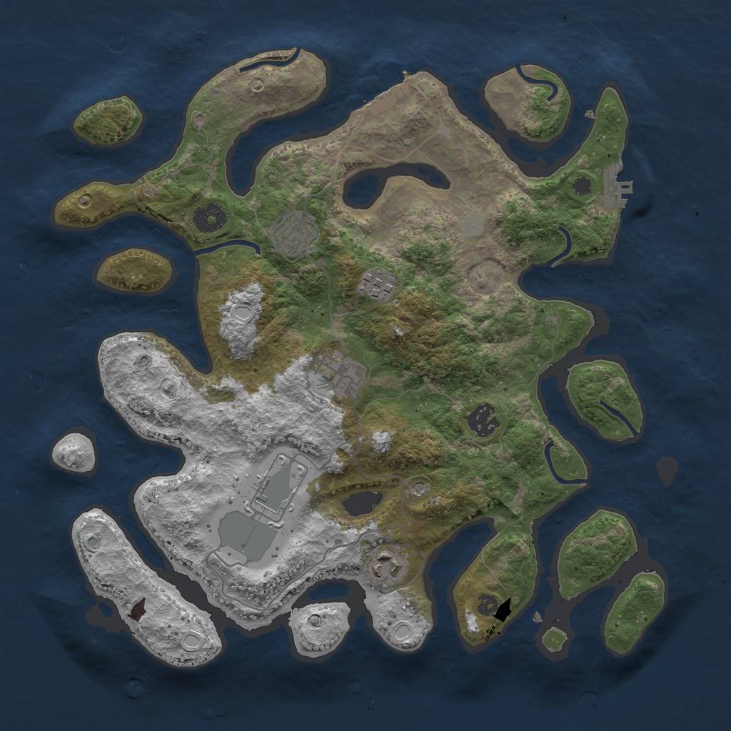 Rust Map: Procedural Map, Size: 3550, Seed: 245966, 14 Monuments