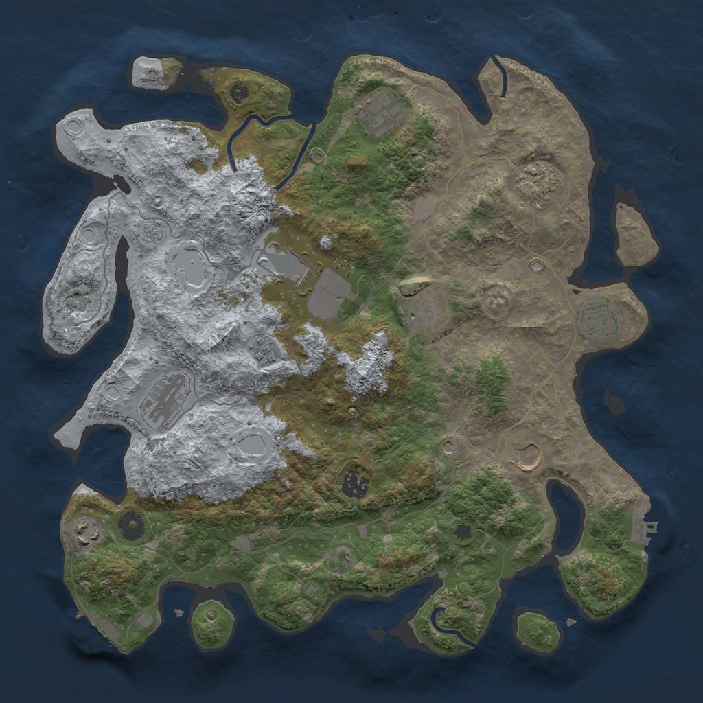 Rust Map: Procedural Map, Size: 3850, Seed: 1212870085, 19 Monuments