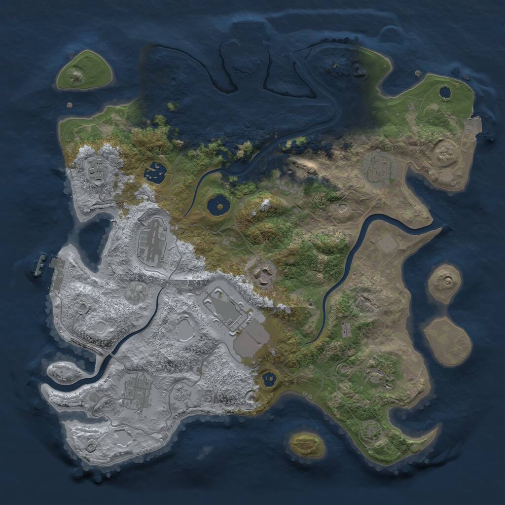 Rust Map: Procedural Map, Size: 3550, Seed: 307191, 15 Monuments