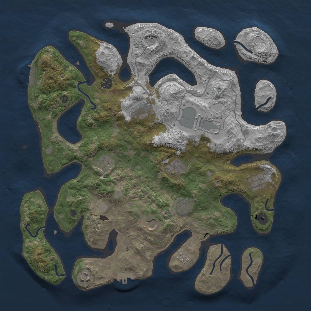 Rust Map: Procedural Map, Size: 4000, Seed: 44402, 18 Monuments