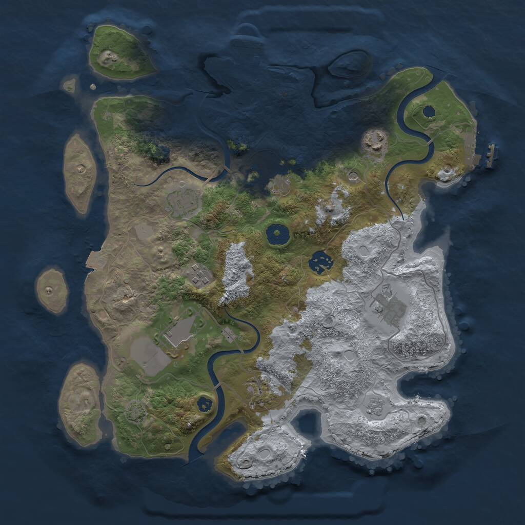Rust Map: Procedural Map, Size: 3500, Seed: 14645, 14 Monuments