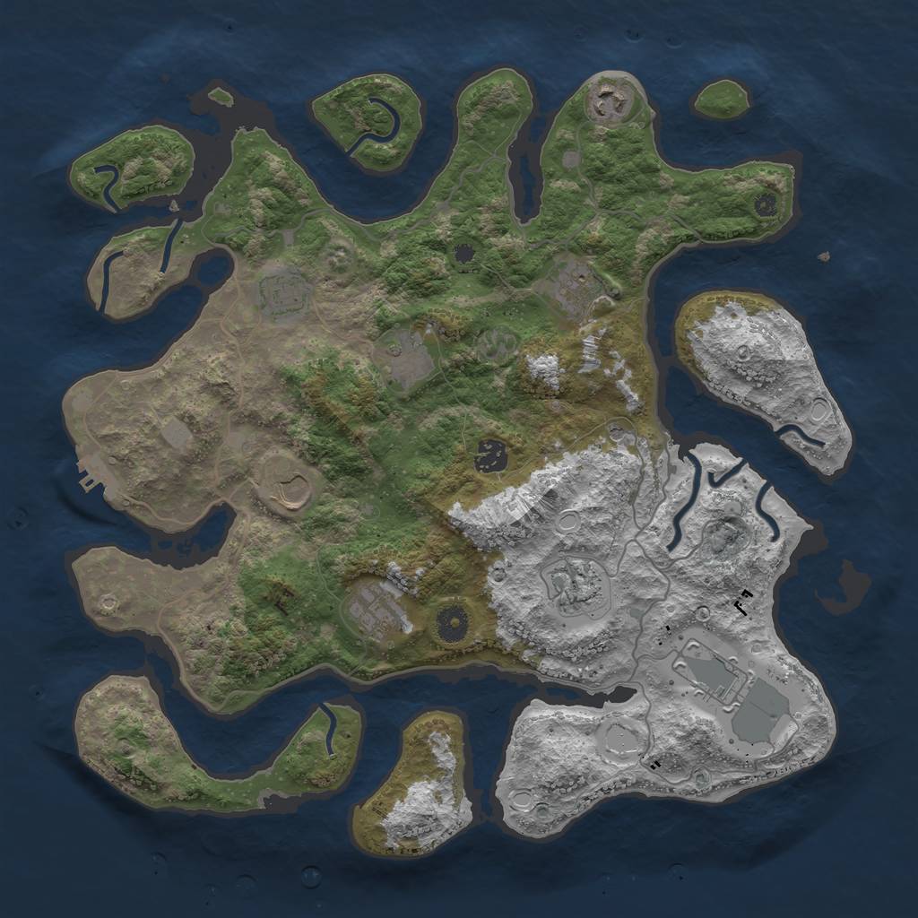 Rust Map: Procedural Map, Size: 4000, Seed: 31415926, 16 Monuments