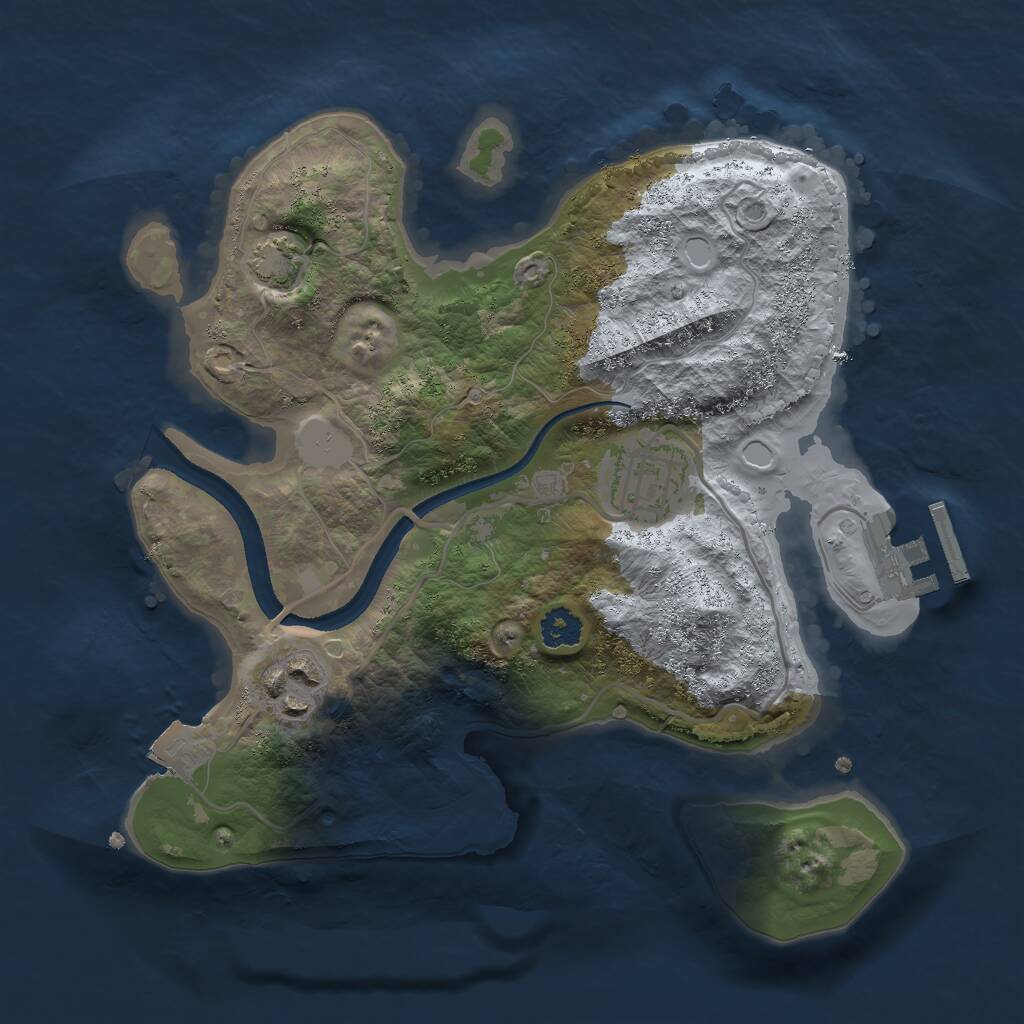 Rust Map: Procedural Map, Size: 2500, Seed: 1461465333, 5 Monuments