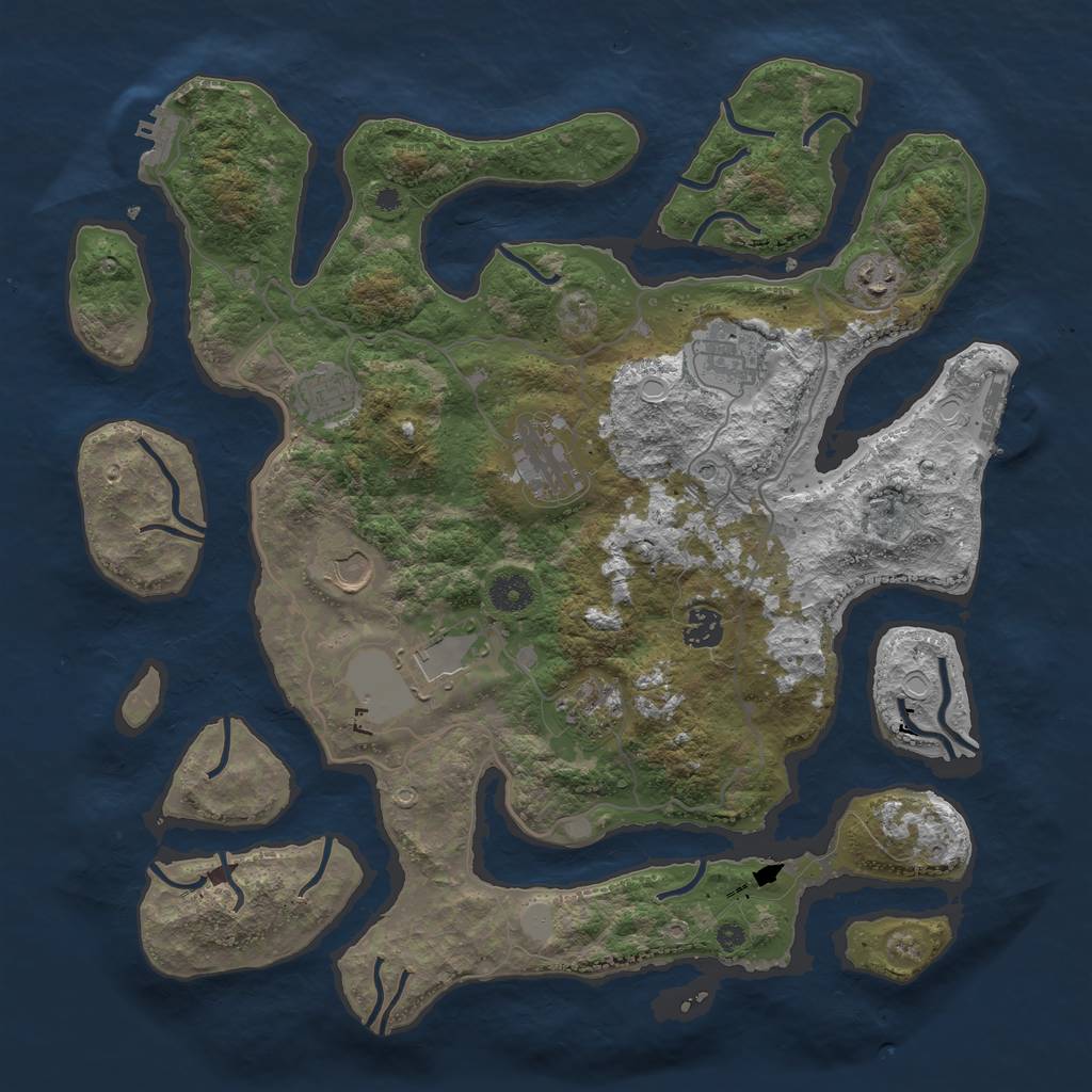 Rust Map: Procedural Map, Size: 4000, Seed: 936939, 16 Monuments
