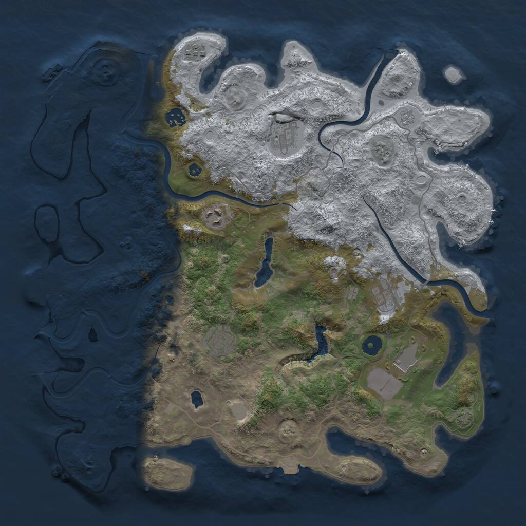 Rust Map: Procedural Map, Size: 4050, Seed: 827601871, 13 Monuments