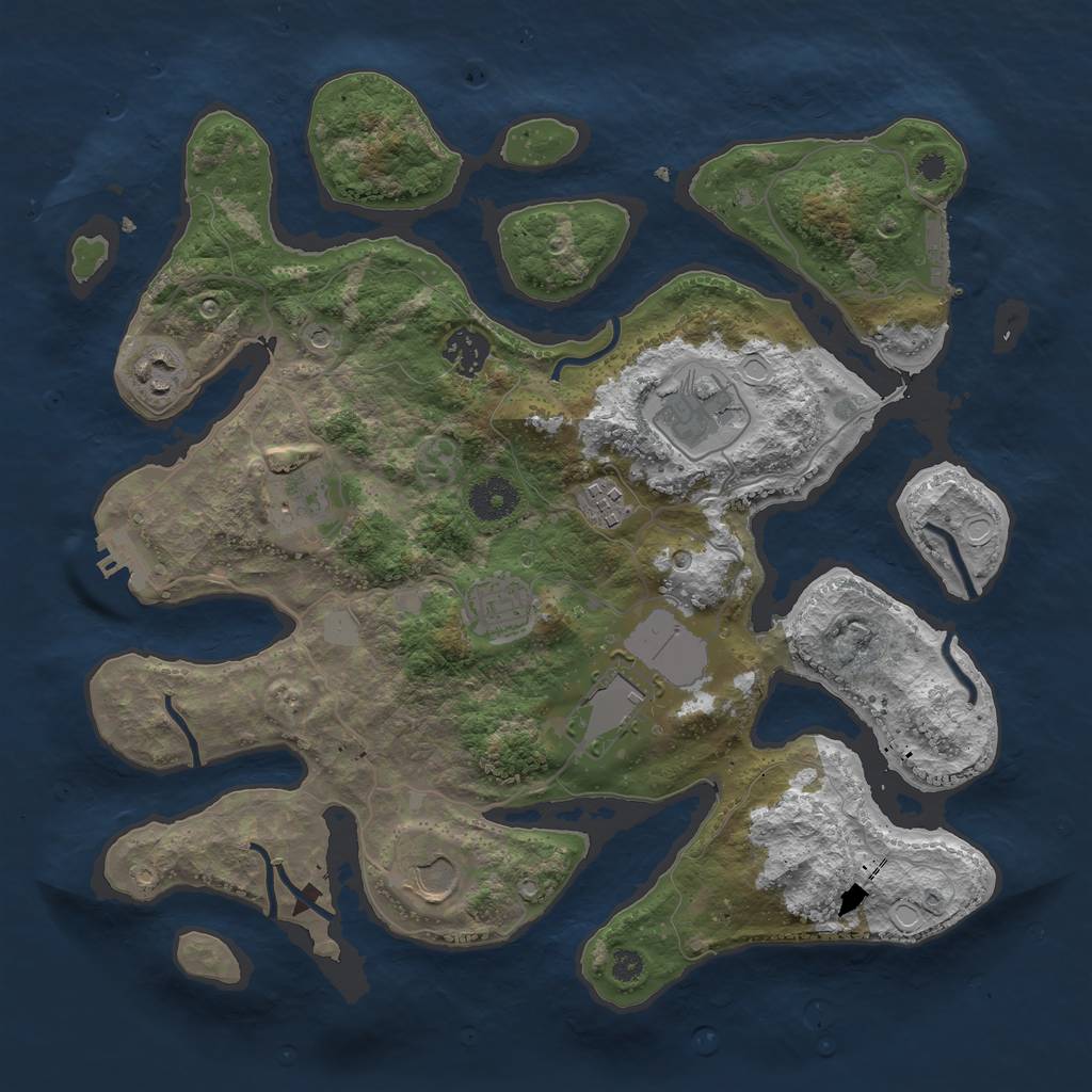 Rust Map: Procedural Map, Size: 3550, Seed: 407335, 16 Monuments
