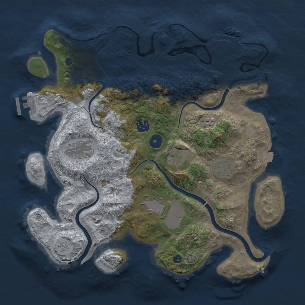 Rust Map: Procedural Map, Size: 3500, Seed: 1413306747, 12 Monuments