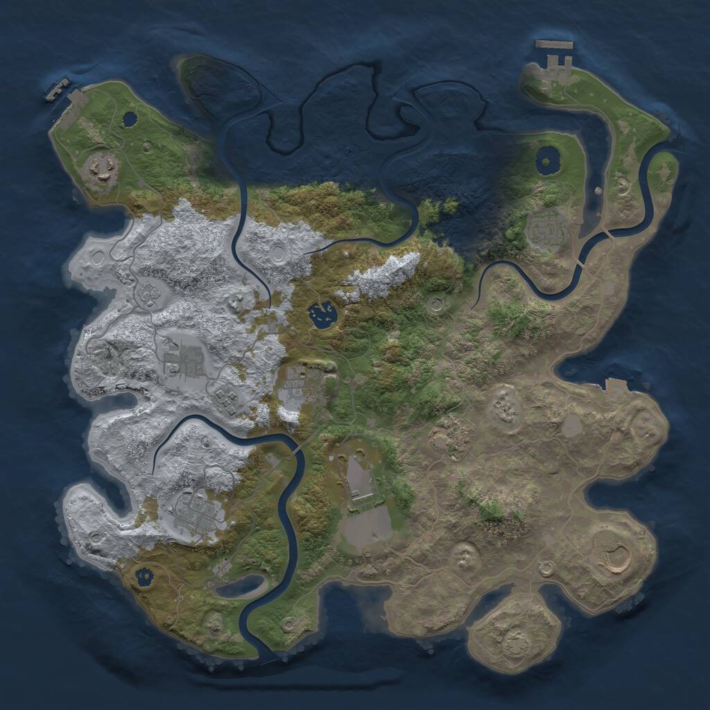 Rust Map: Procedural Map, Size: 3850, Seed: 938712485, 16 Monuments