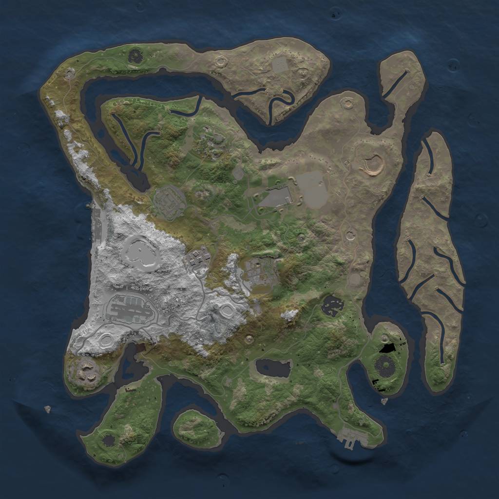 Rust Map: Procedural Map, Size: 3550, Seed: 49821, 17 Monuments