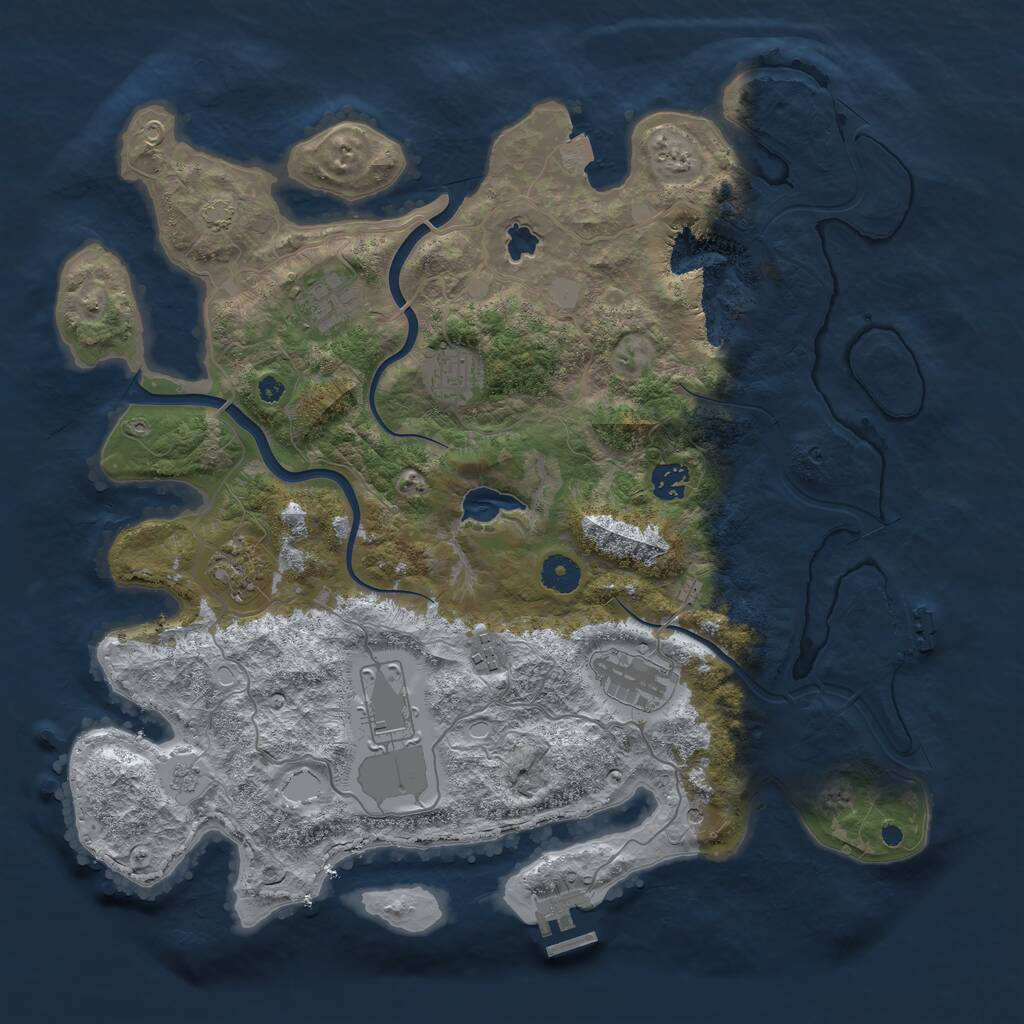 Rust Map: Procedural Map, Size: 4000, Seed: 49498, 13 Monuments