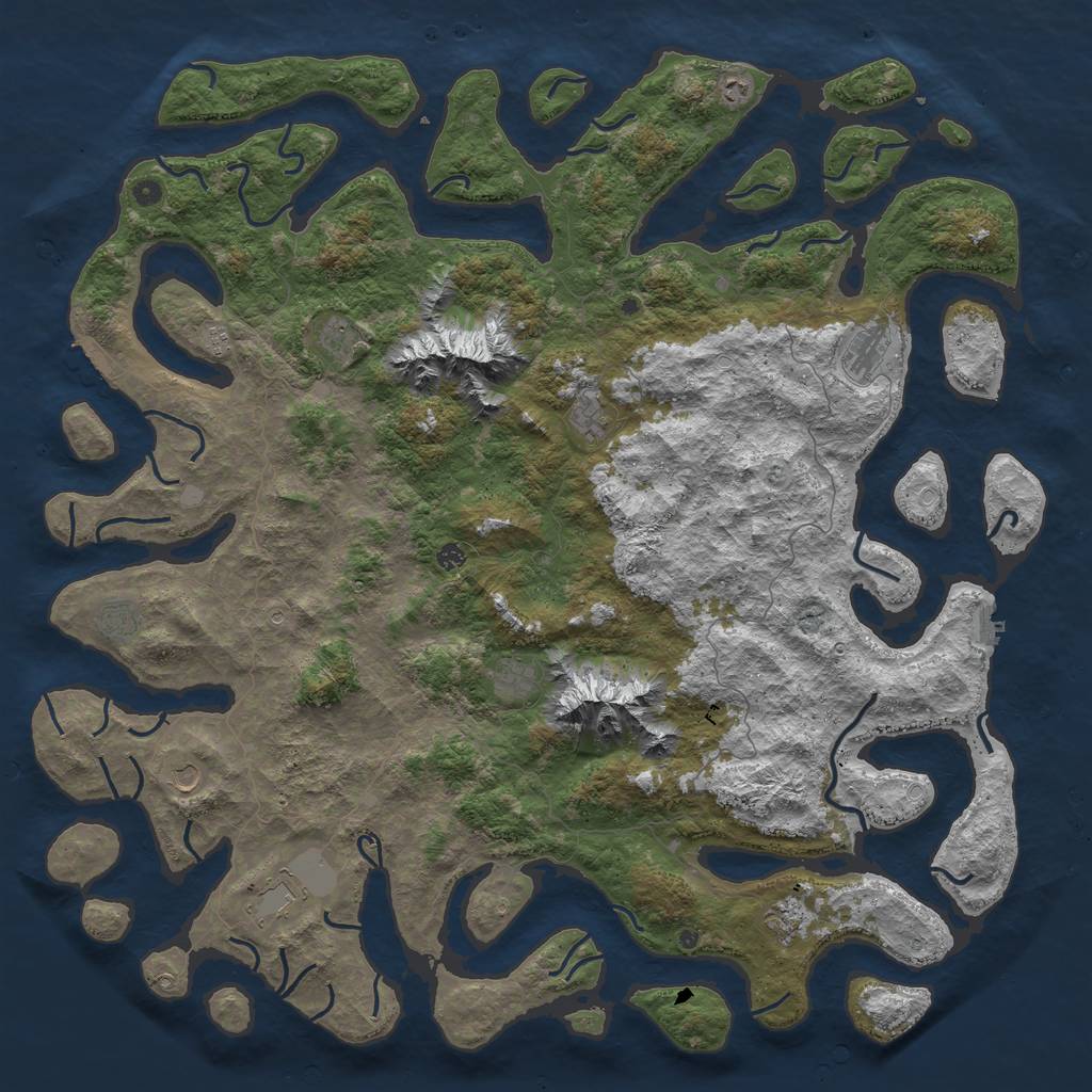 Rust Map: Procedural Map, Size: 6000, Seed: 387456, 19 Monuments