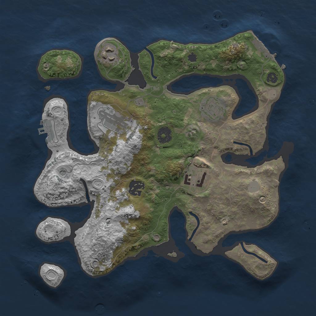 Rust Map: Procedural Map, Size: 3000, Seed: 54423, 13 Monuments