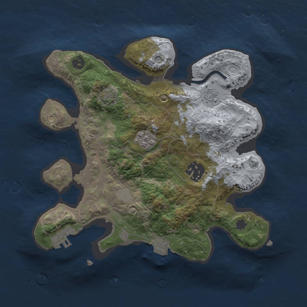 Rust Map: Procedural Map, Size: 2500, Seed: 123, 8 Monuments