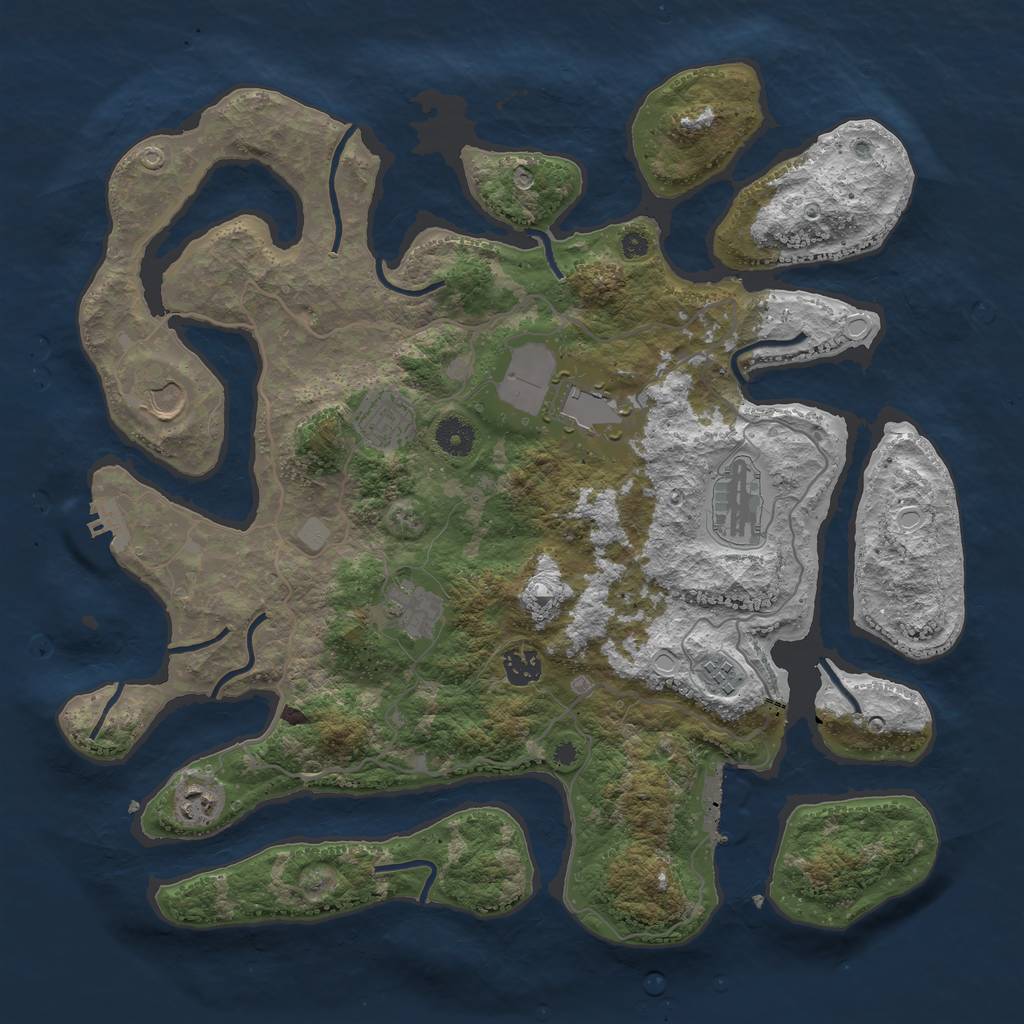 Rust Map: Procedural Map, Size: 4000, Seed: 8630450, 15 Monuments