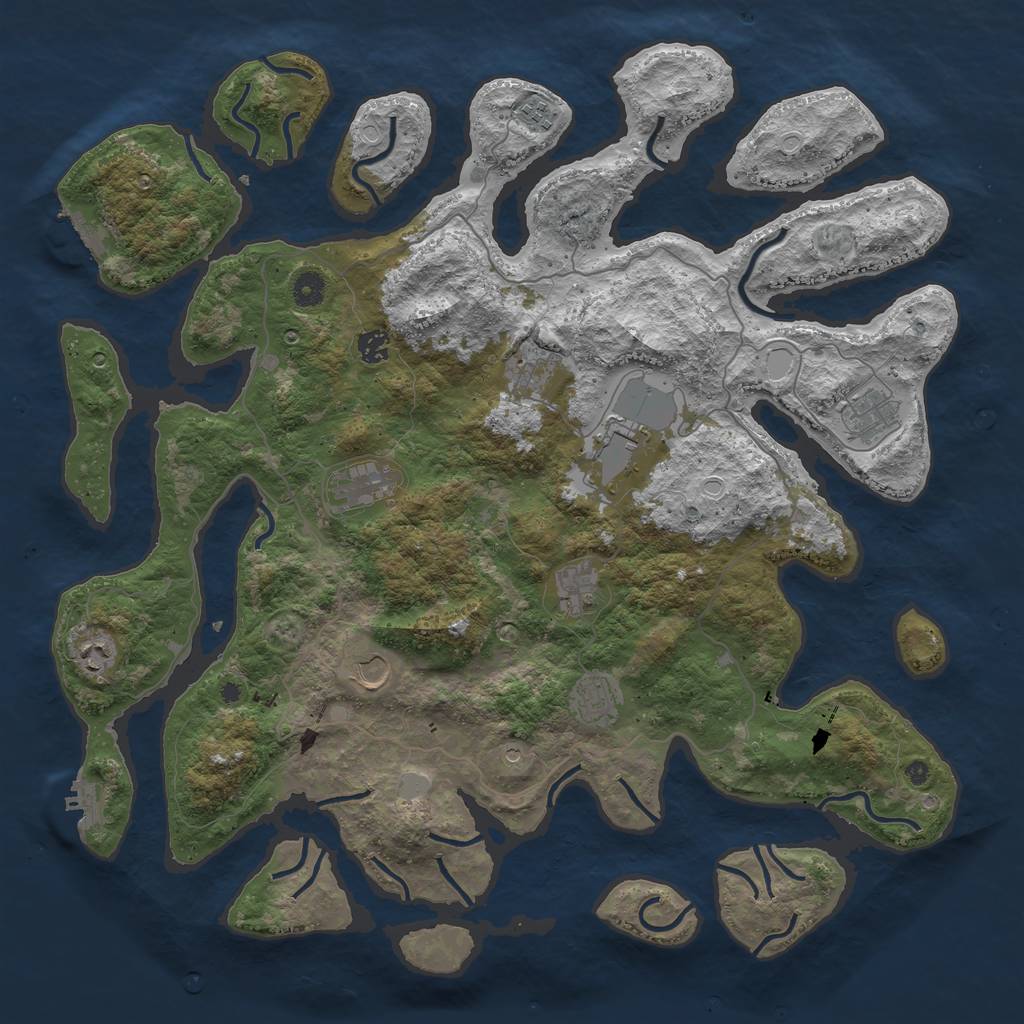 Rust Map: Procedural Map, Size: 4561, Seed: 324508934, 18 Monuments