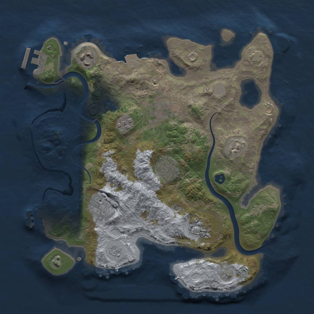 Rust Map: Procedural Map, Size: 3000, Seed: 207458383, 12 Monuments