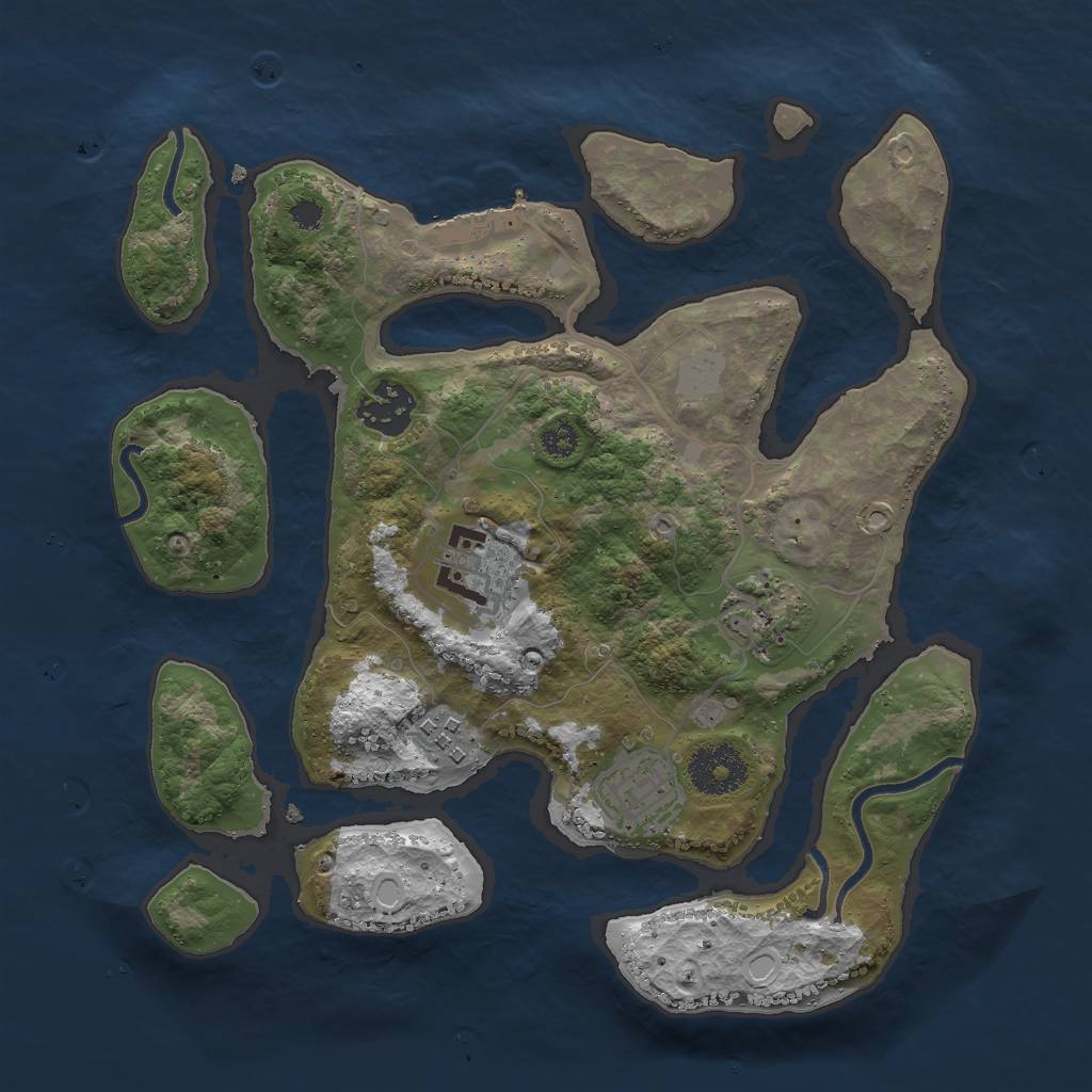 Rust Map: Procedural Map, Size: 3000, Seed: 207458383, 11 Monuments