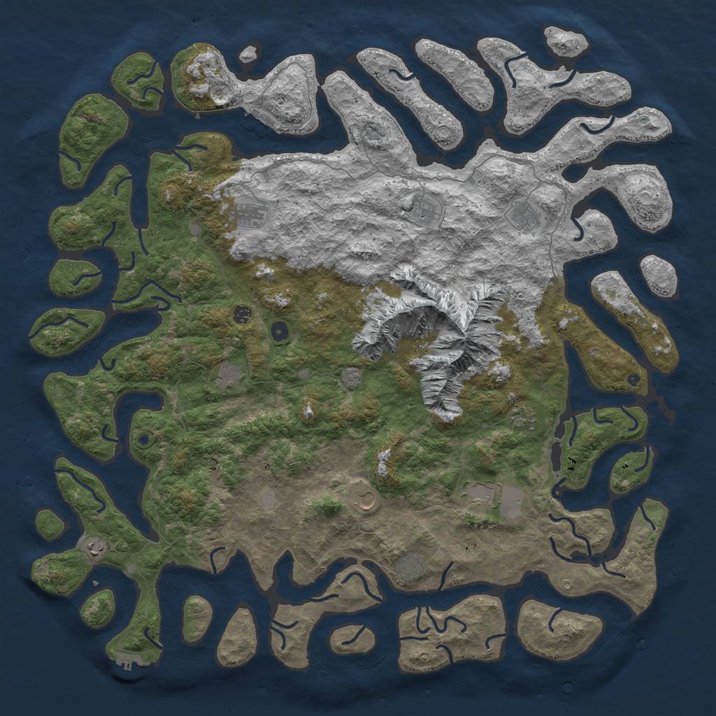 Rust Map: Procedural Map, Size: 6000, Seed: 45093498, 19 Monuments