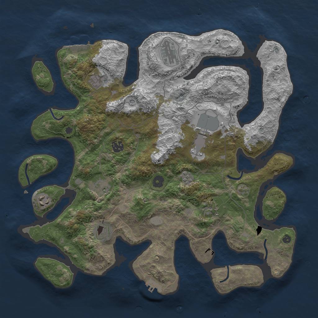 Rust Map: Procedural Map, Size: 4000, Seed: 1365014509, 17 Monuments