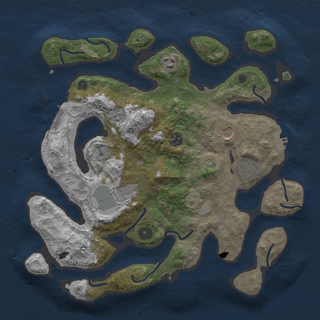 Rust Map: Procedural Map, Size: 3550, Seed: 525587, 14 Monuments