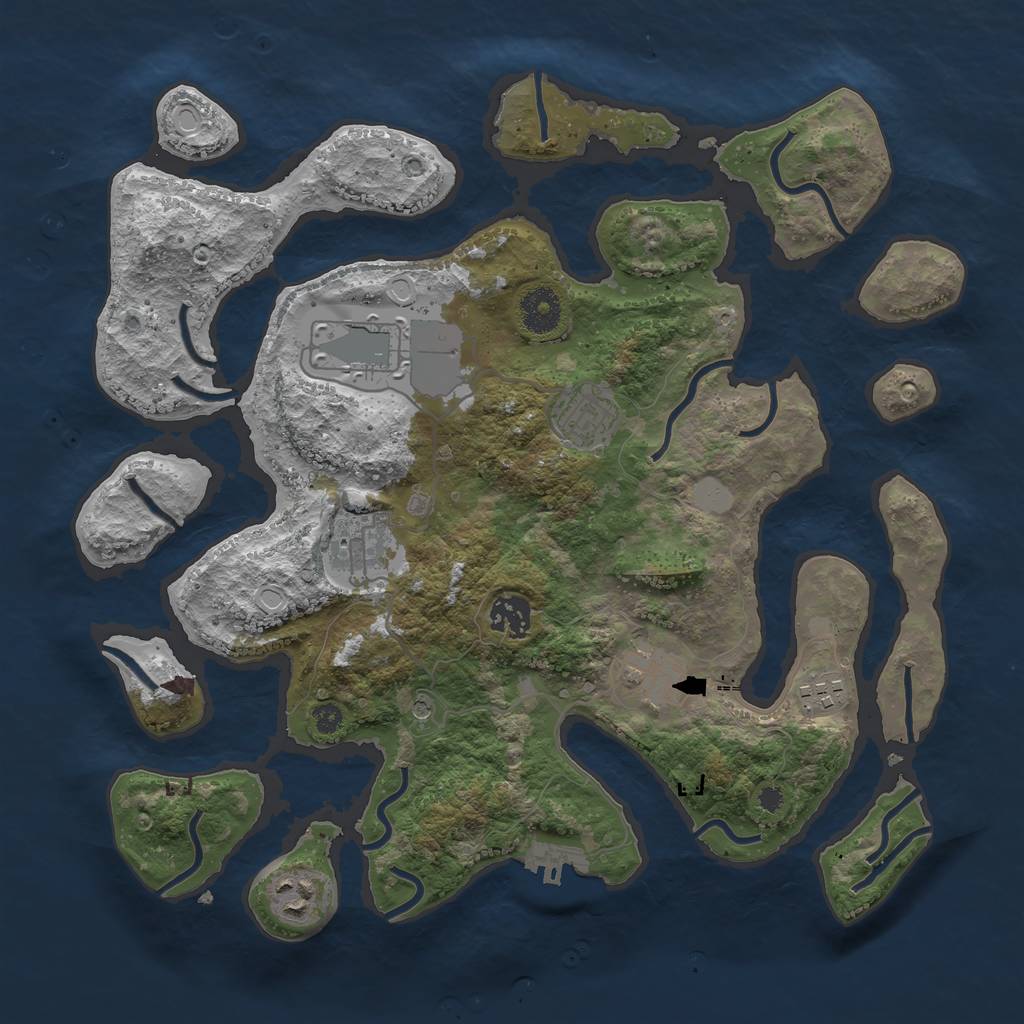 Rust Map: Procedural Map, Size: 3550, Seed: 901373, 14 Monuments